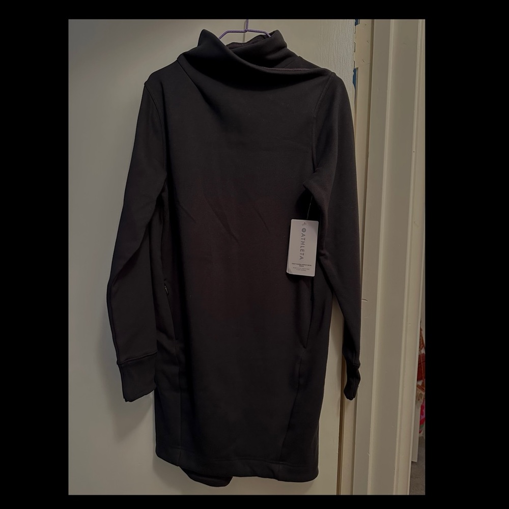 Athleta Cozy Karma Mock Neck Dress in Black - Brand New